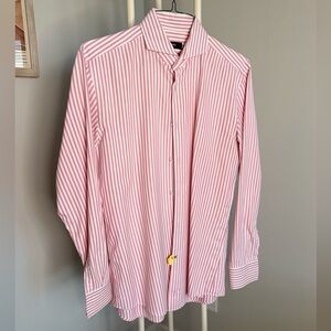 Boss Red and White Striped Dress Shirt